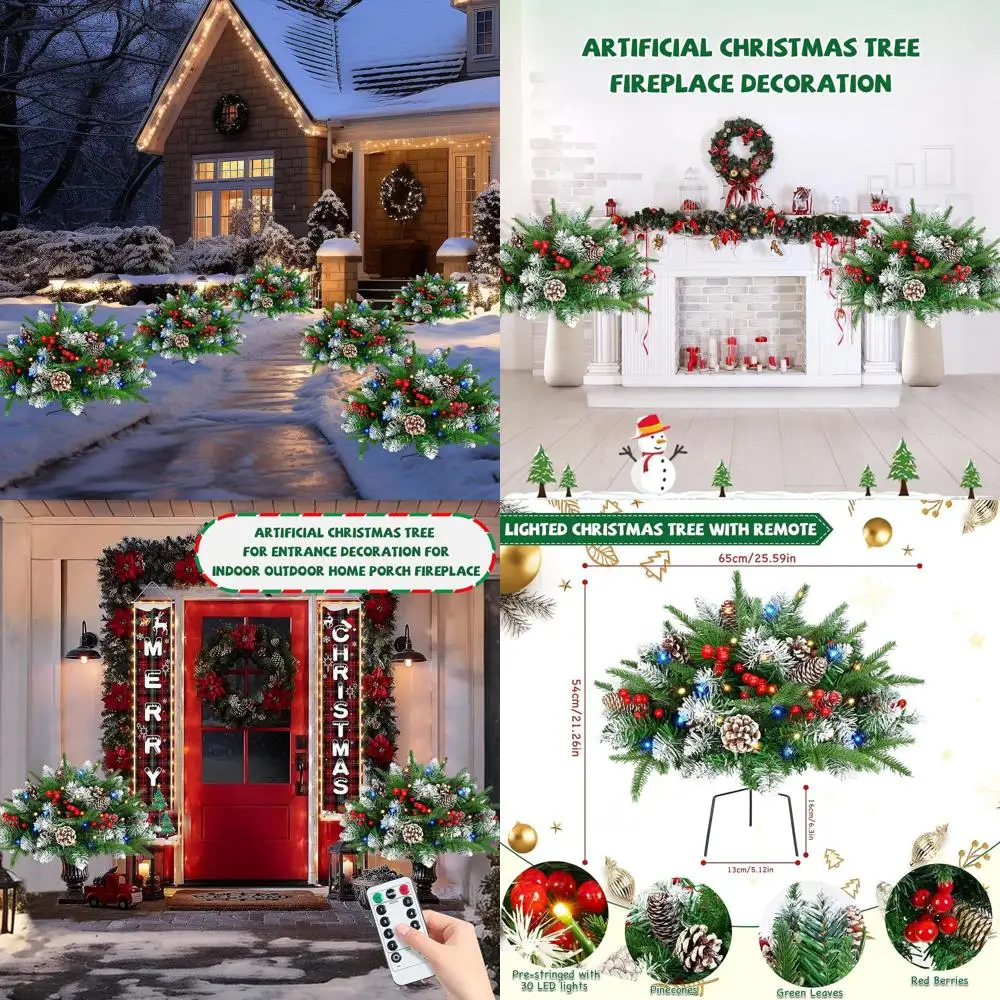 

Pre-Lit Outdoor Christmas Tree 21 with Remote, Pre-lit Bushes, Christmas Urn Fillers for Porch, Pathway, Yard, Holiday Decor