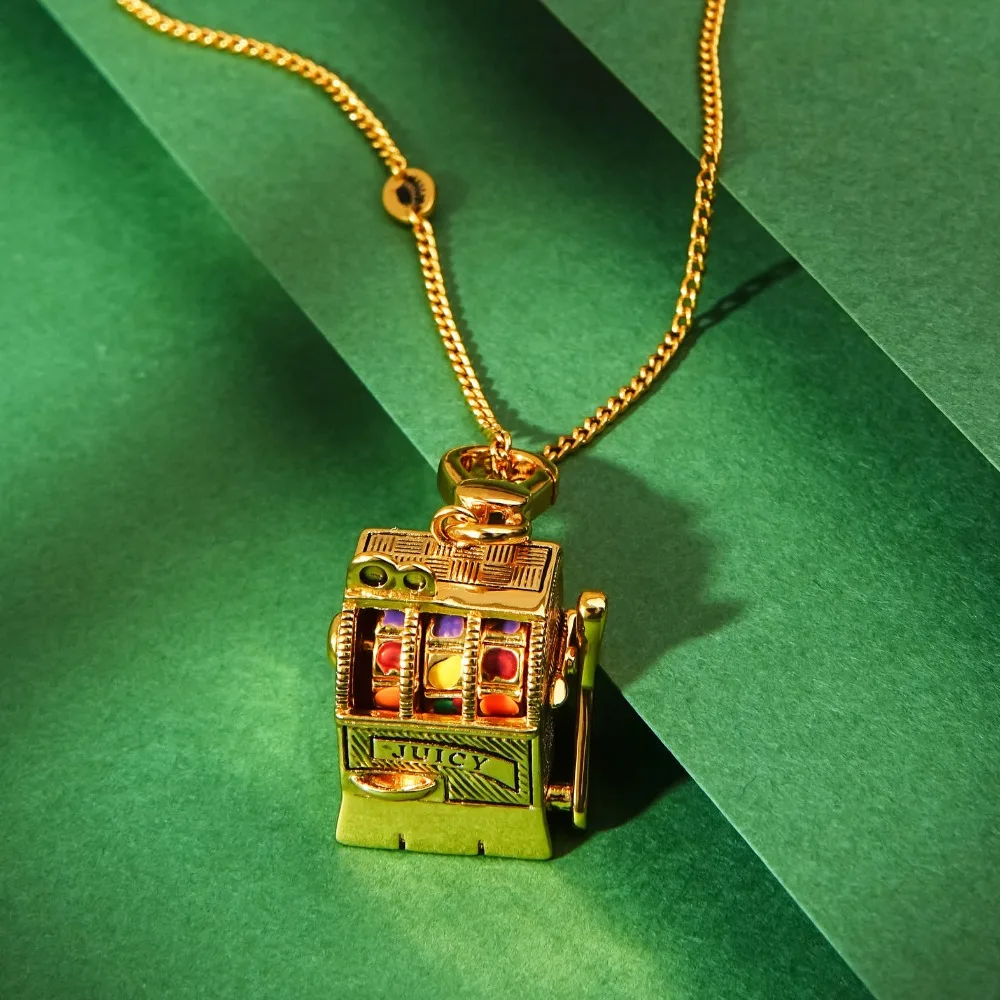 Vintage 3D Slot Machine Pendant Necklace Creative Movable Fruit Machine Fidget Toy Necklace Quirky Funny Jewelry Gift for Women