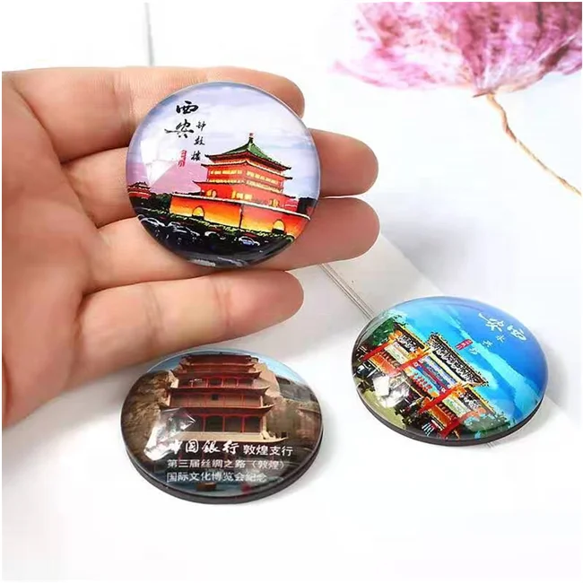 200 PCS Round Crystal Clear Glass Dome Souvenir refrigerator magnet 4cm-PLS Send Pictures Customized, Otherwise Random Delivery