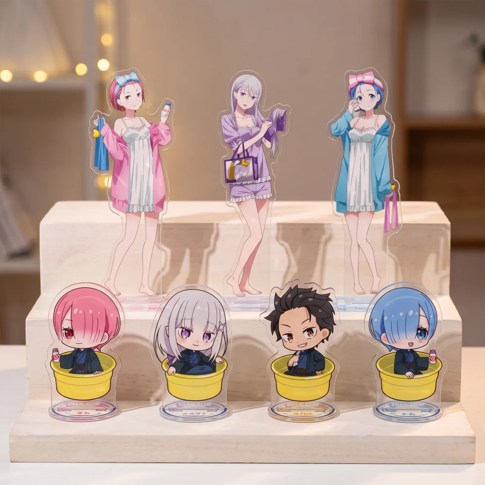 Re:ZERO -Starting Life in Another World Emilia Rem Ram After Bath 10&15CM Acrylic Stand Keychain Anime Stand Room Table Decor