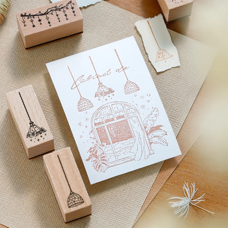 Journal GO Night Lights Scrapbook Wood Stamp Collage Junk Journal Card Planner Decoration Standard Lights Seal Stamp