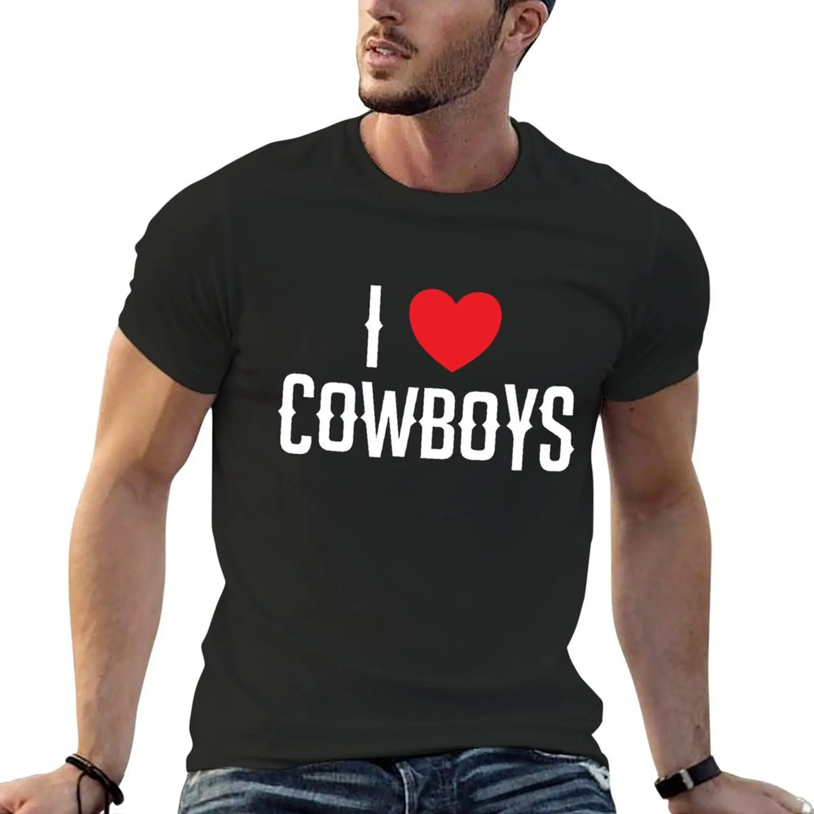 I Love Cowboys, I Heart Cowboys Shirt T-Shirt sports fans oversized graphic tee black t shirts for men