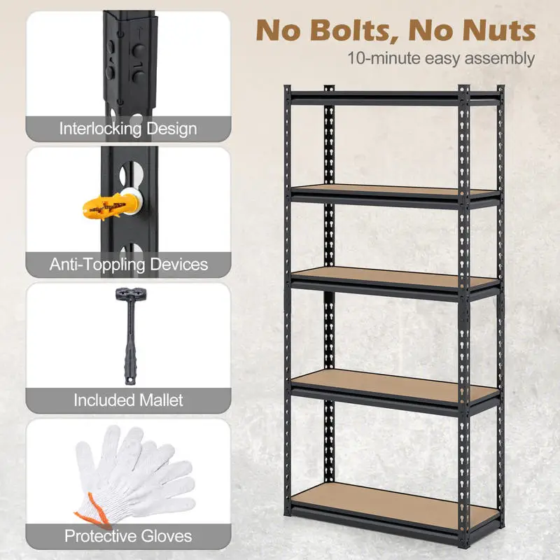 

5-Tier Garage Shelving Unit 2200 LBS Heavy Duty Metal Storage Shelves-1Piece