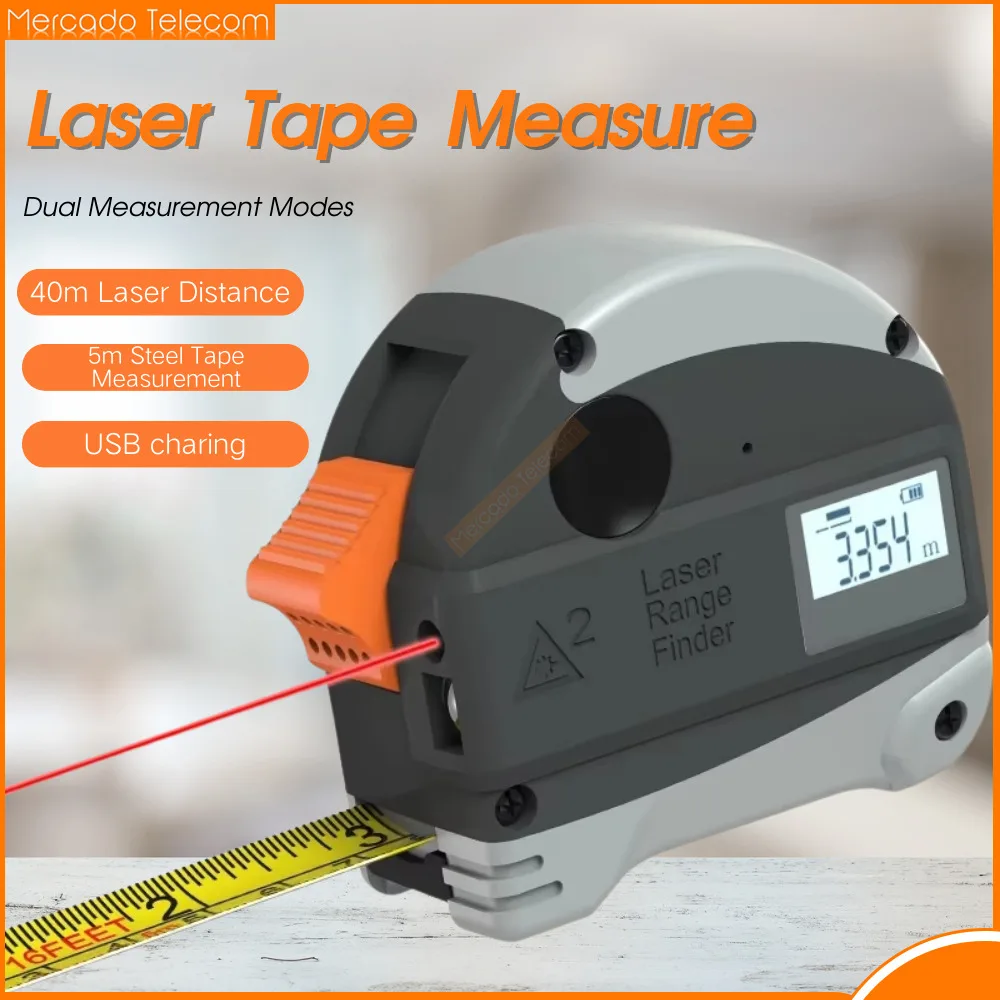 Laser Tape Measure Digital Display High Precision Electronic Meter Ruler Multi Function Infrared 40m Rangefinder Tape Measure