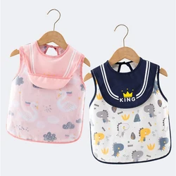 Baby's sleeveless waterproof bib apron children's reverse-wearing garment breathable and wash-free summer mealtime apron