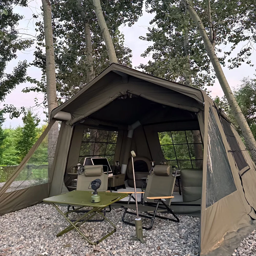 20㎡ Air Tent Army-green High Quality Wholesale Portable 4 Season Camping Inflatable Tent Blowup Tent for Hiking