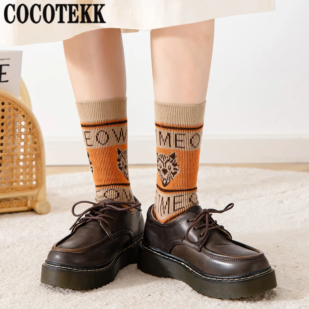 Combed Cotton Women Socks Winter Thick Colorful Thick Causal Warm Long Wool Socks Female Fashion Striped Breathable High Quality