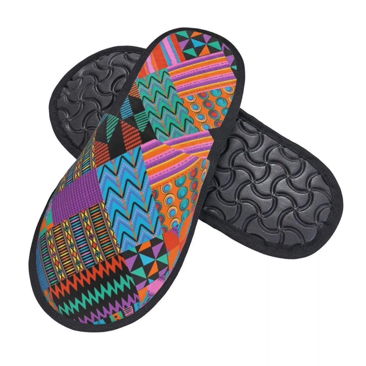 Custom Unique Wax Print Ankara Kente Pattern Guest Slippers for Spa Women Africa Ethnic Tribal Art House Slipper