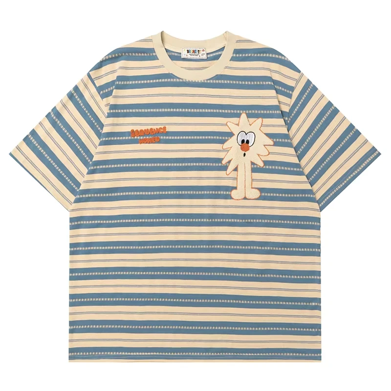 

Oversized Striped T Shirt Vintage Kawaii Cactus Tee Men Women Retro Stripe Graphic Cotton Streetwear Top Short Sleeve Streetwear