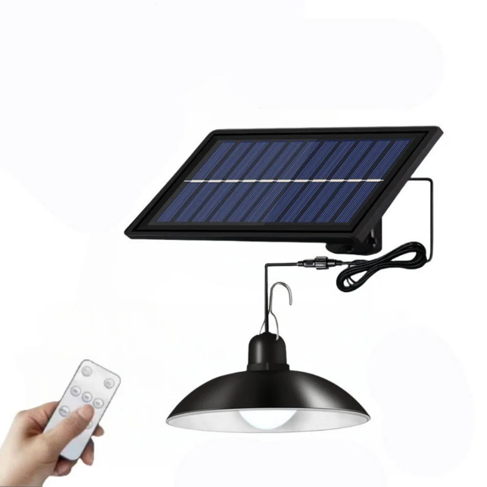 Waterproof Solar Pendant Light Single Double-Head Design Solar Powered LED Chandelier Led Hanging with Remote Control