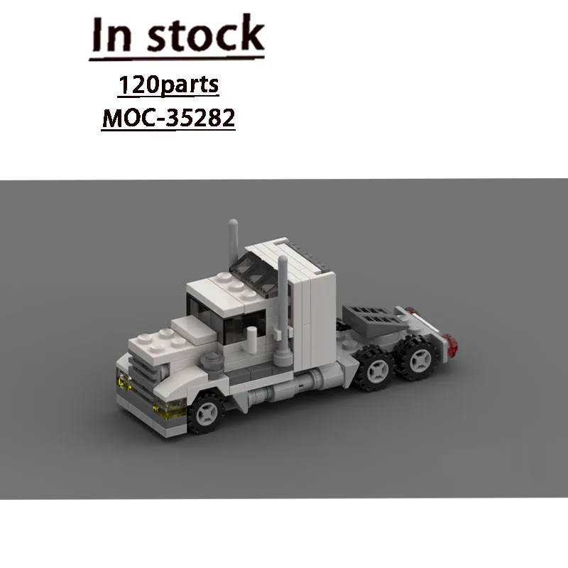 

MOC-35282 New Classic White Mini Semi-Trailer Truck Building Block Model 120 Parts Innovative Boys' Children's Birthday Toy Gift