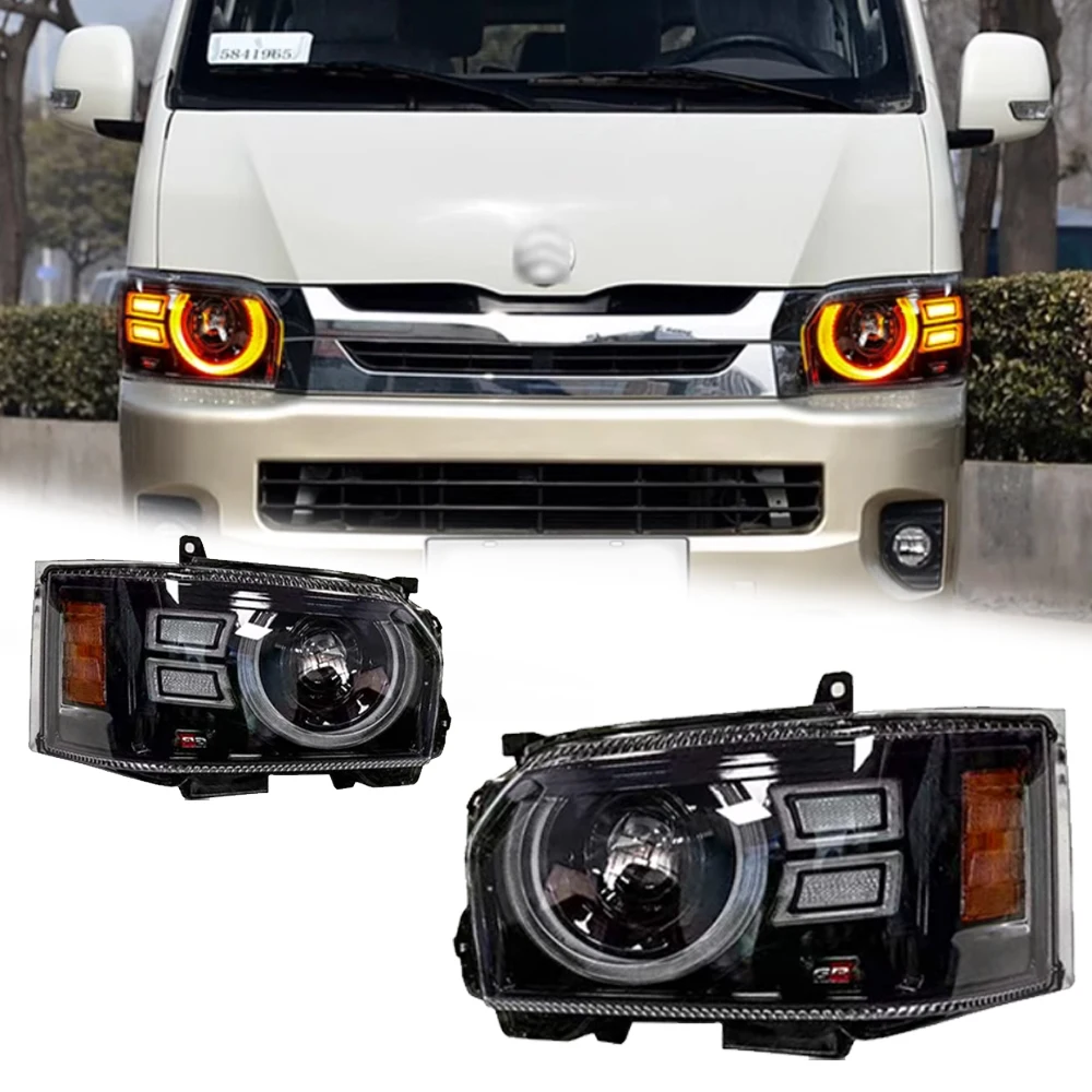 

Светодиодные фары для TOYOTA HIACE 05-18 Defender Style RHD Led DRL, автомобильные фары в сборе, аксессуары для сигнала, модифицированная лампа