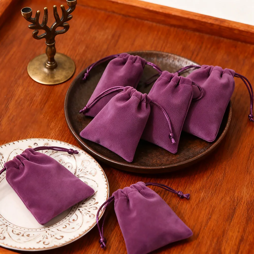 5 pezzi di velluto spesso sacchetto di gioielli imballaggio regalo sacchetti con coulisse festa di nozze caramelle organizzatore di stoccaggio orecchini bracciali imballaggio