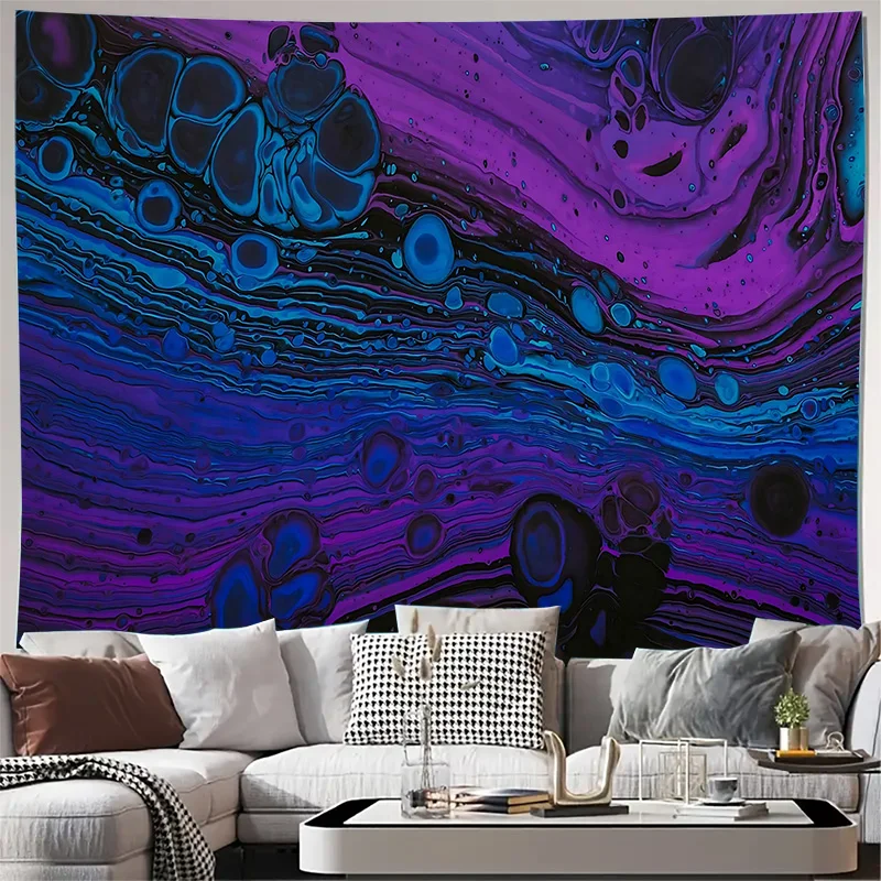 Purple Blue Abstract Fluid Art Wall Tapestry Machine Washable All Season Decor Art Print Modern Design Home Elevate Your Space