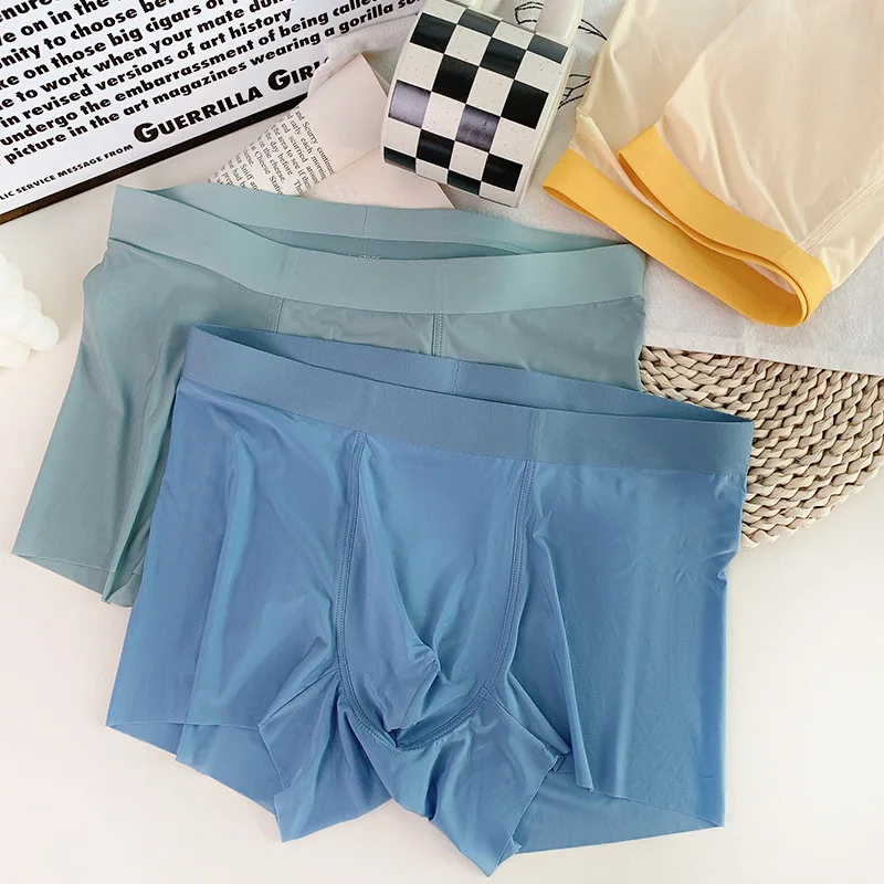 3pcs Summer Man Underwear Thin Quick Dry Ice Silk Men Boxers Traceless Undershorts L XL XXL XXXL XXXXL Man Underwears image 2
