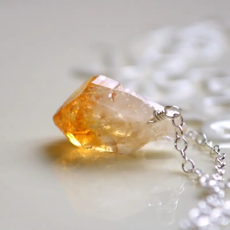 Simple Raw Citrine Jewelry, Gemstone Necklace, Pendant Necklace, November Birthstone Jewelry, Sterling Silver