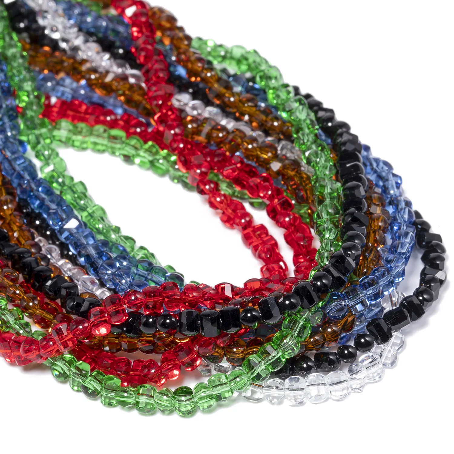 3 x 4 mm facettierte zylindrische Kristallglasperlen, mehrfarbige Abstandsperlen für Schmuckherstellung, DIY-Armbänder, Zubehör, 15 Zoll