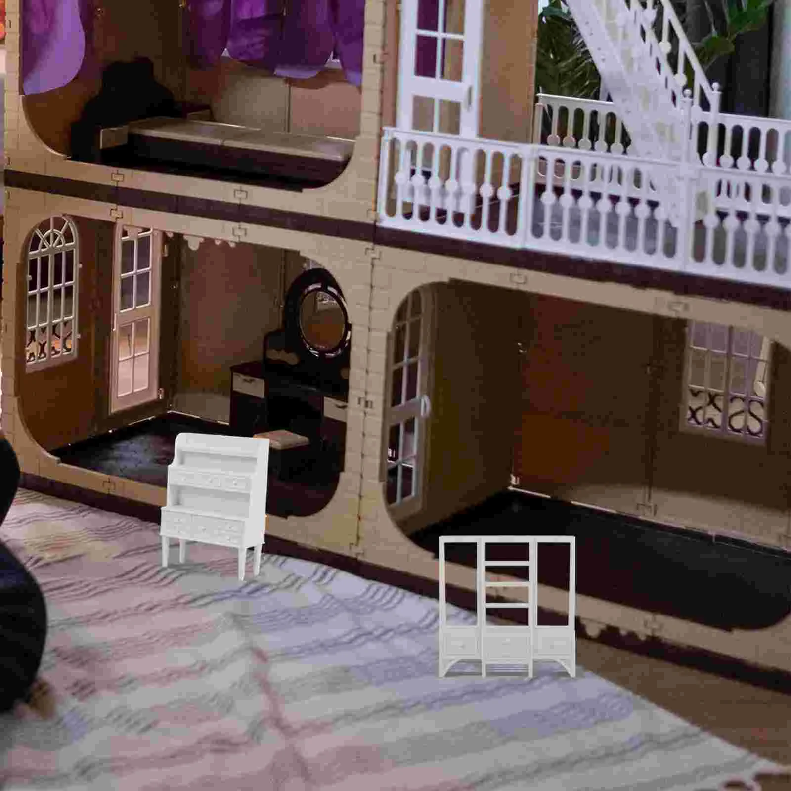 3 buah miniatur furnitur rumah lanskap dekorasi lemari penyimpanan tampilan indah dekorasi Set Model kecil