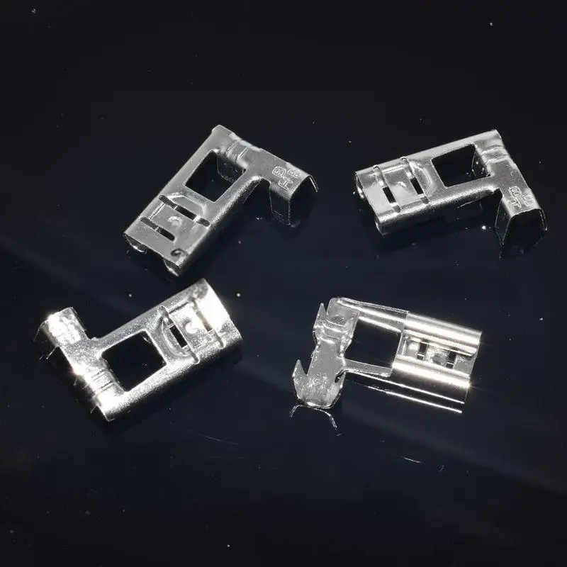 100PCS 4.8mm/6.3mm Flag-Type Female Disconnect, Straight/Right-Angle Crimp Terminal, 250/187 Series with Insulating Sleeve