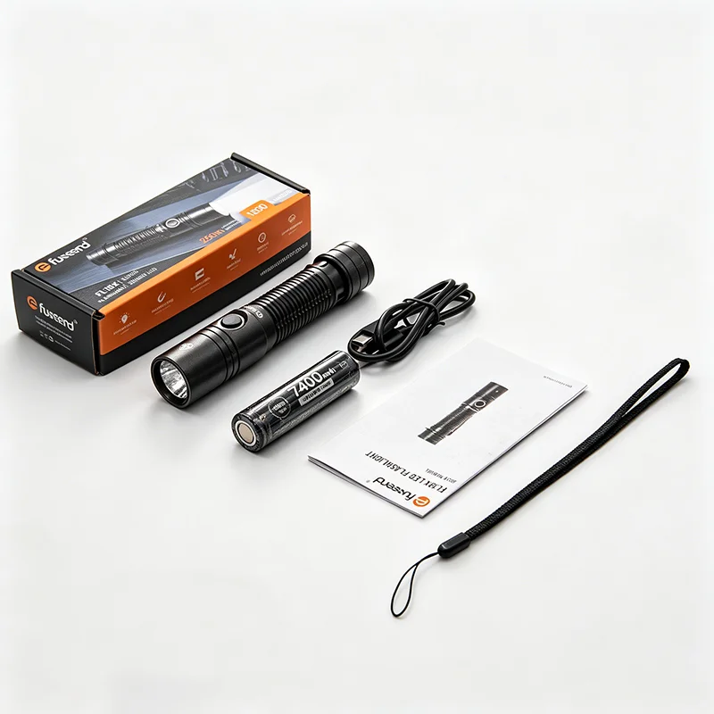 LED Flashlight 1800 High Lumens Super Bright USB C Rechargeable 6 Adjustable Modes Waterproof Light Lanyard for Camping Hiking