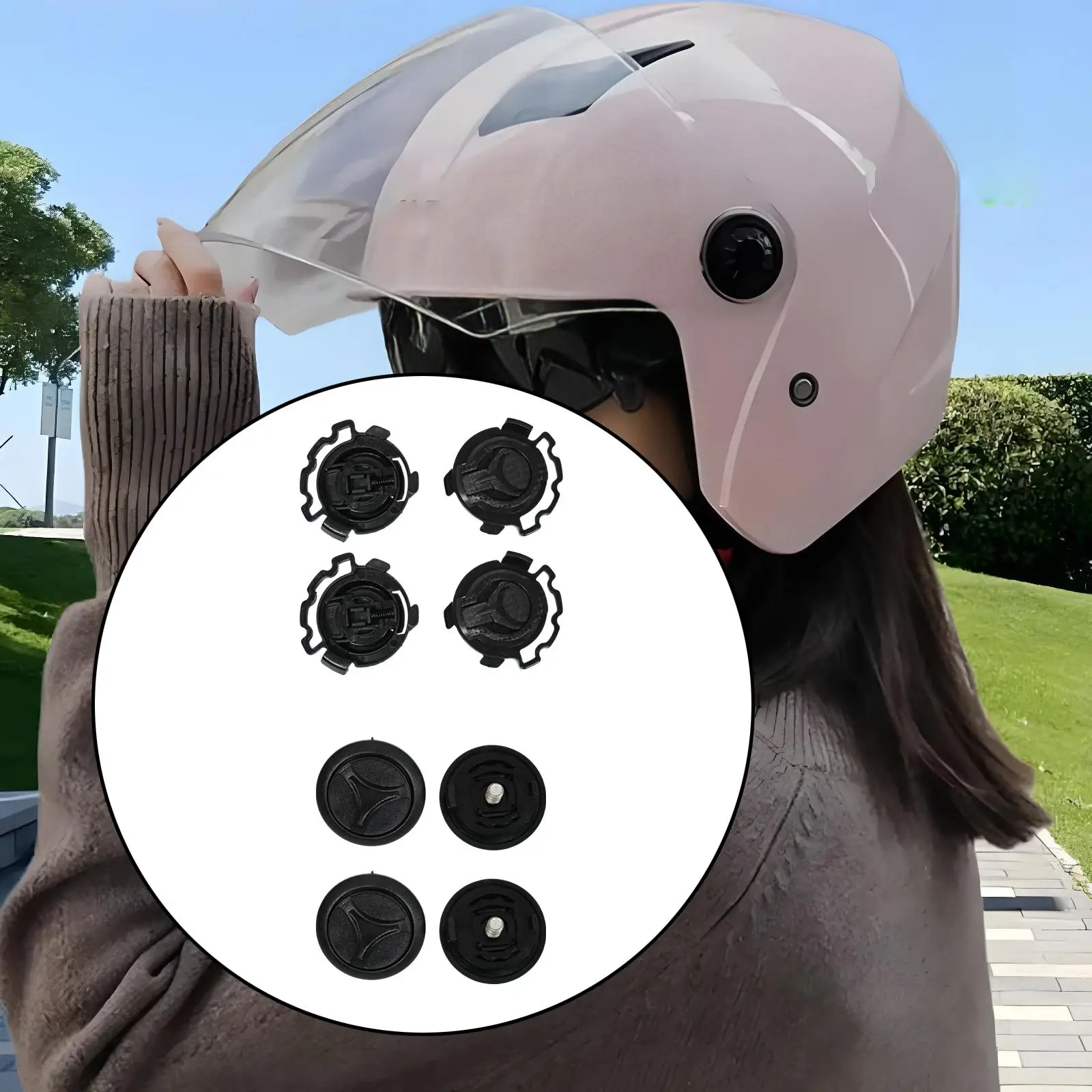 

4Pcs Motor Helmet Lens Base Spare Parts High Performance Easy Installation Portable Professional Premium Fixed Hole Buckle Base