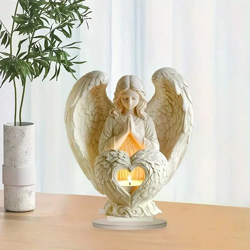 2D Flat Angel Ornament Christmas Decorative Statue White Acrylic Angel Statue Christmas Ornament Purity Symbol Home Decor