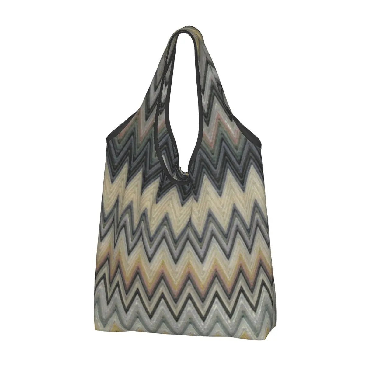 

Funny Printing Camouflage Zig Zag Chevron Tote Shopping Bag Portable Shopper Shoulder Chic Zigzag Handbag