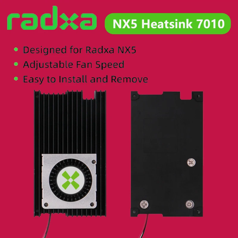 

Radxa NX5 Heatsink 7010, , Adjustable Fan Speed, Easy to Install and Remove, Designed for Radxa NX5