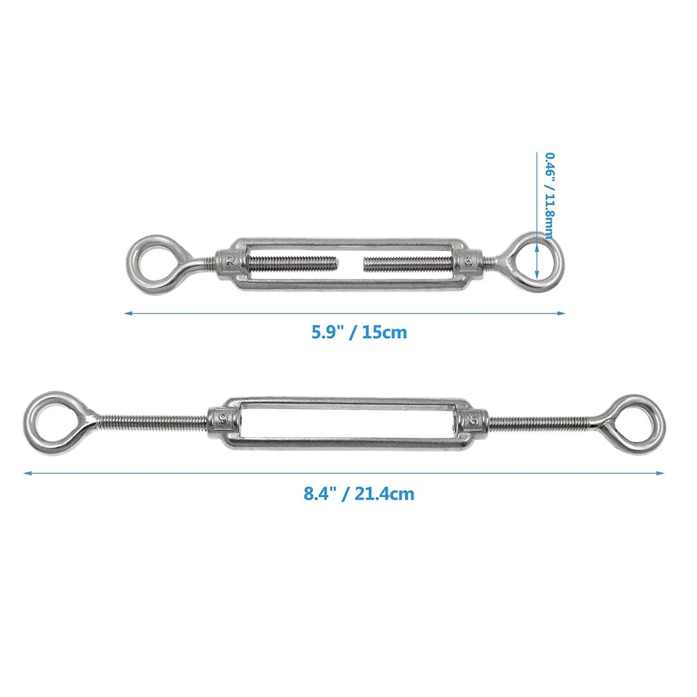 20Pack M6 Eye & Eye Turnbuckle, 304 Stainless Steel Eye & Eye Turnbuckle Wire Rope Tension for Sun Shade Tent Installation ﻿