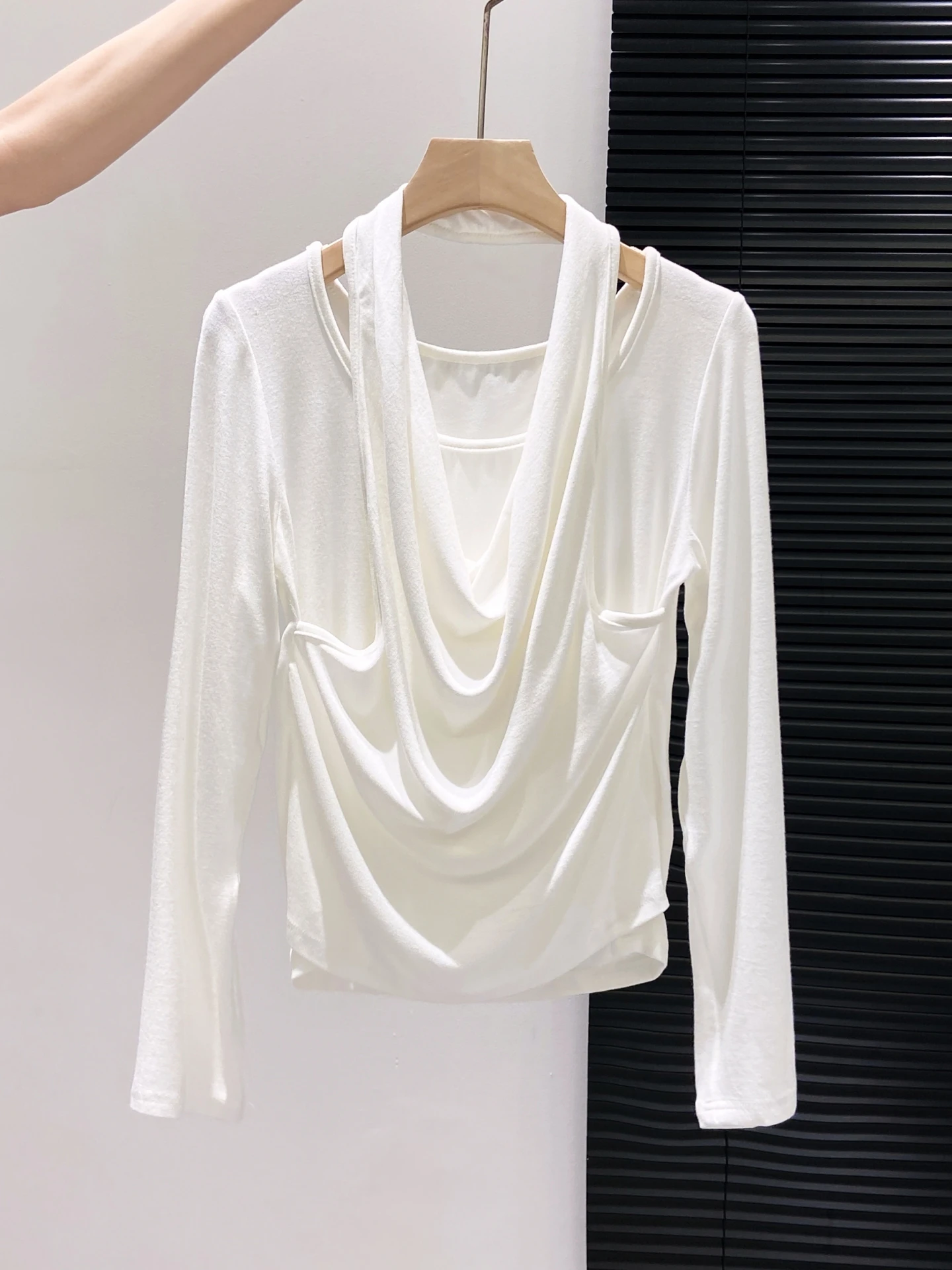 

Женская подвесная футболка с эффектом похудения Long Sve Ne, модный дизайн, ложный топ из двух предметов на осень-зиму