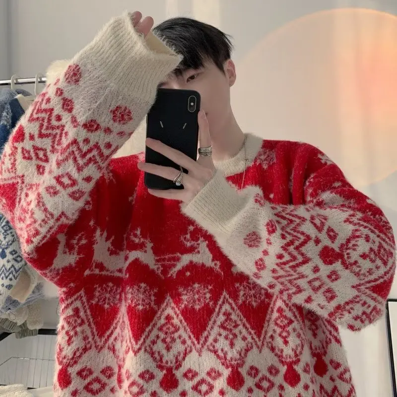 

Cisas мужской вязаный свитер большого размера, повседневный круглый пуловер Ne, осень-зима, модный универсальный мягкий полиэфирное волокно