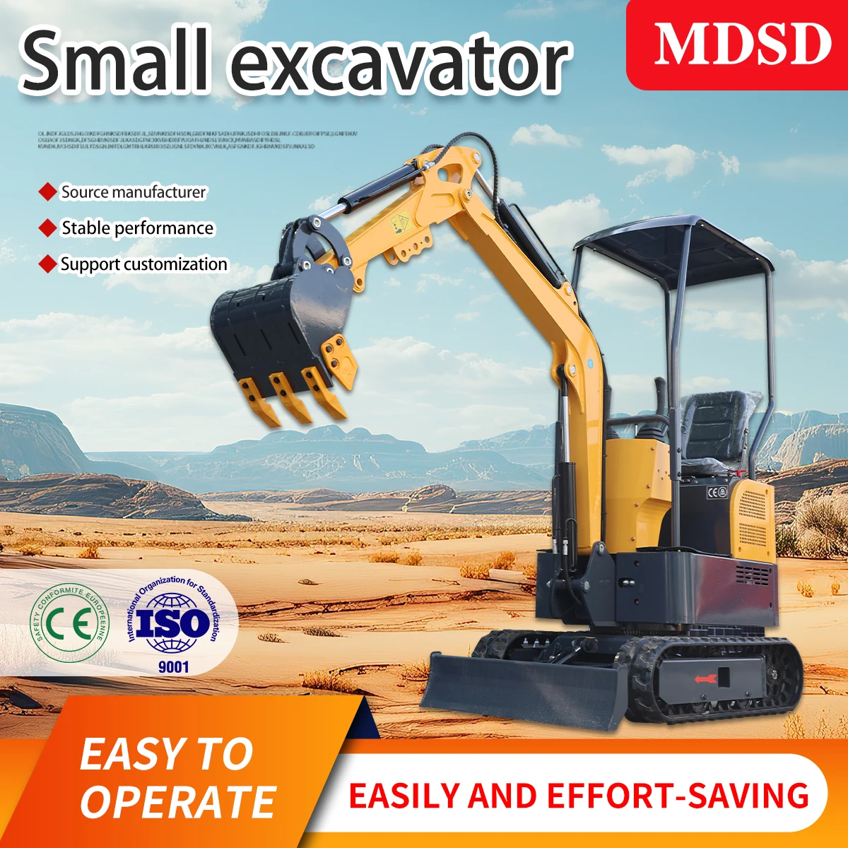 Factory Direct Sales 2 Ton Mini Diesel Excavator High Quality Digging Machine 1.5 Ton Small Crawler Digger Euro 5 Customize