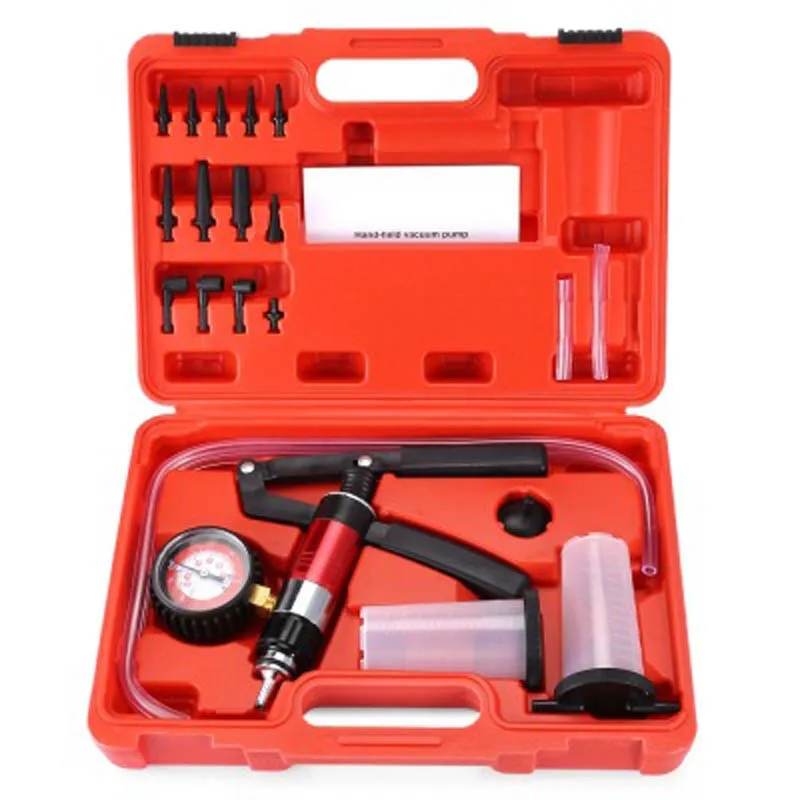 23pcs Hand Held Vacuum Pump Tester Set Vacuum Gauge and Brake Bleeder Kit for Automotive Auto Diagnostic-tool