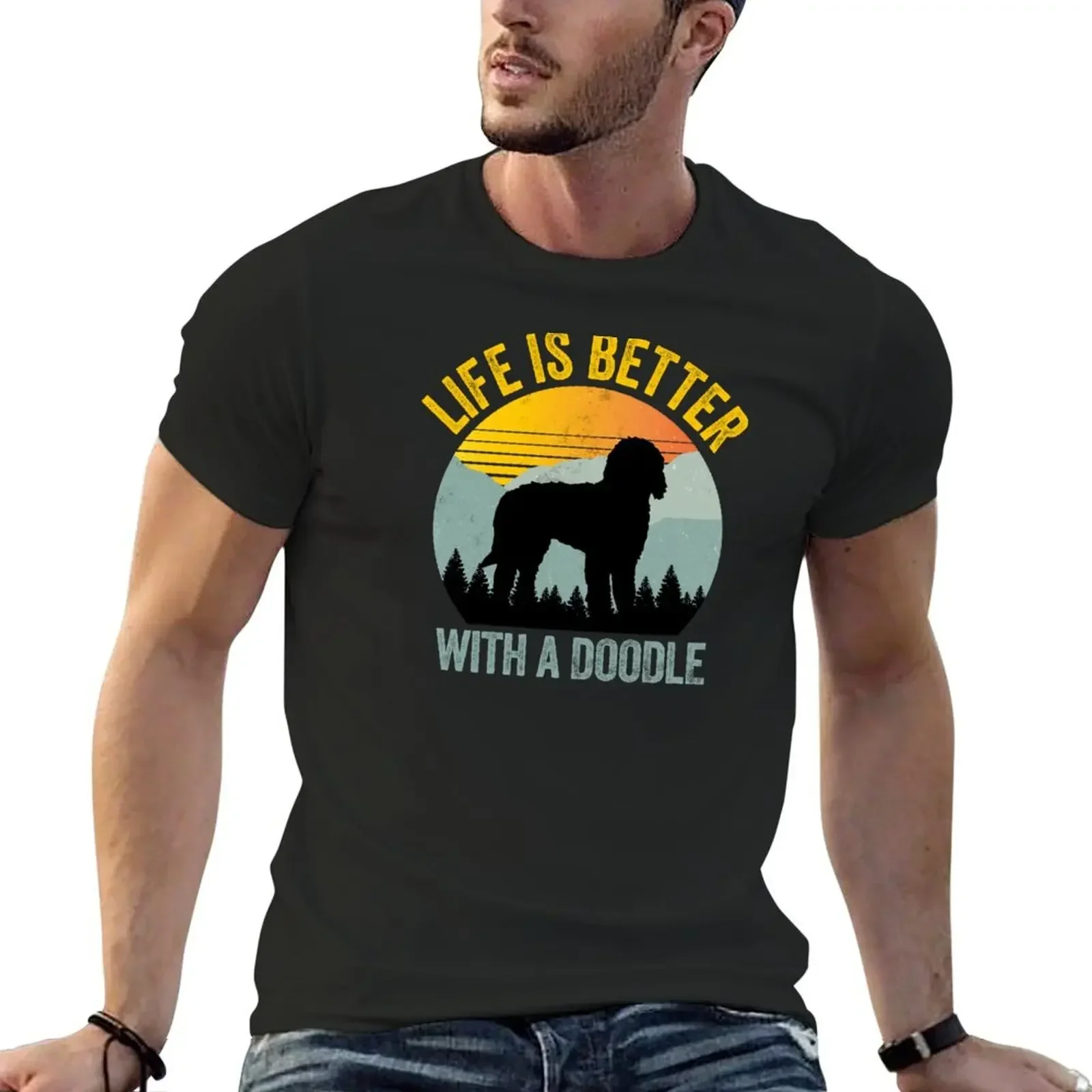 

Life Is Better With A Goldendoodle Summer Dog Gift T-Shirt plain for a boy men t shirts high quality