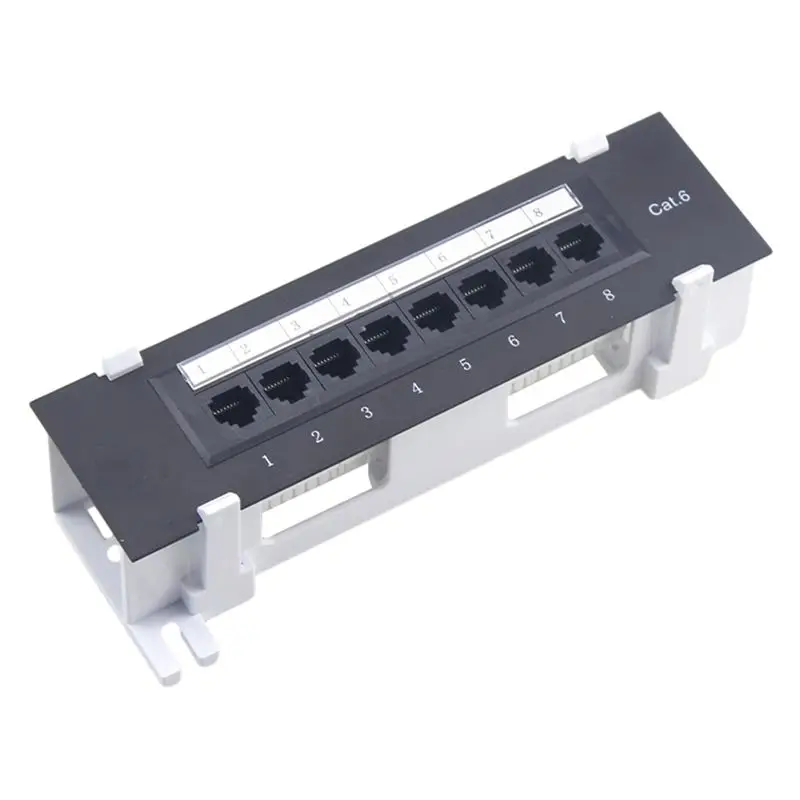 

ABSK-8 Port Patch Panel For Cat. 6 Versatile Data Center Plastic Wall Mount For Computer Home For Wiring Server Room Office Dura