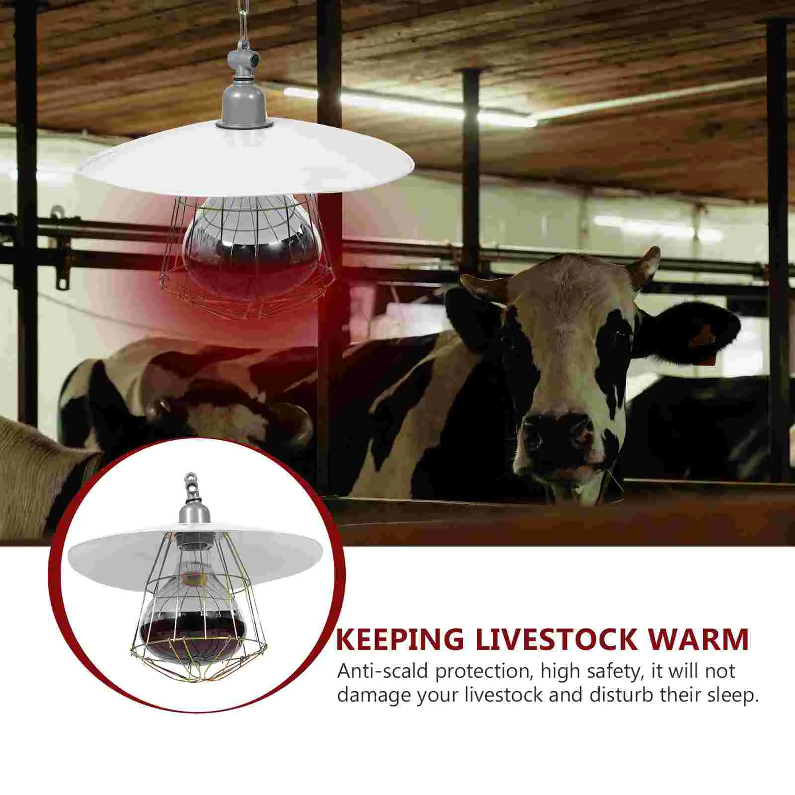 Kennel Heat Lamp Livestock Cage Heating Supply Warming Reptile Warmer Poultry Pet Accessory Incubator White Durable Baby