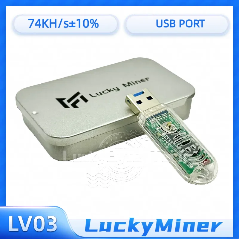 Lucky Miner V3 Solo Miner USB 74KH/S Mini Home Silent Crypto Bitcoin Device Asic  LV03 Loterry Mining Machine  Nerdminer v3