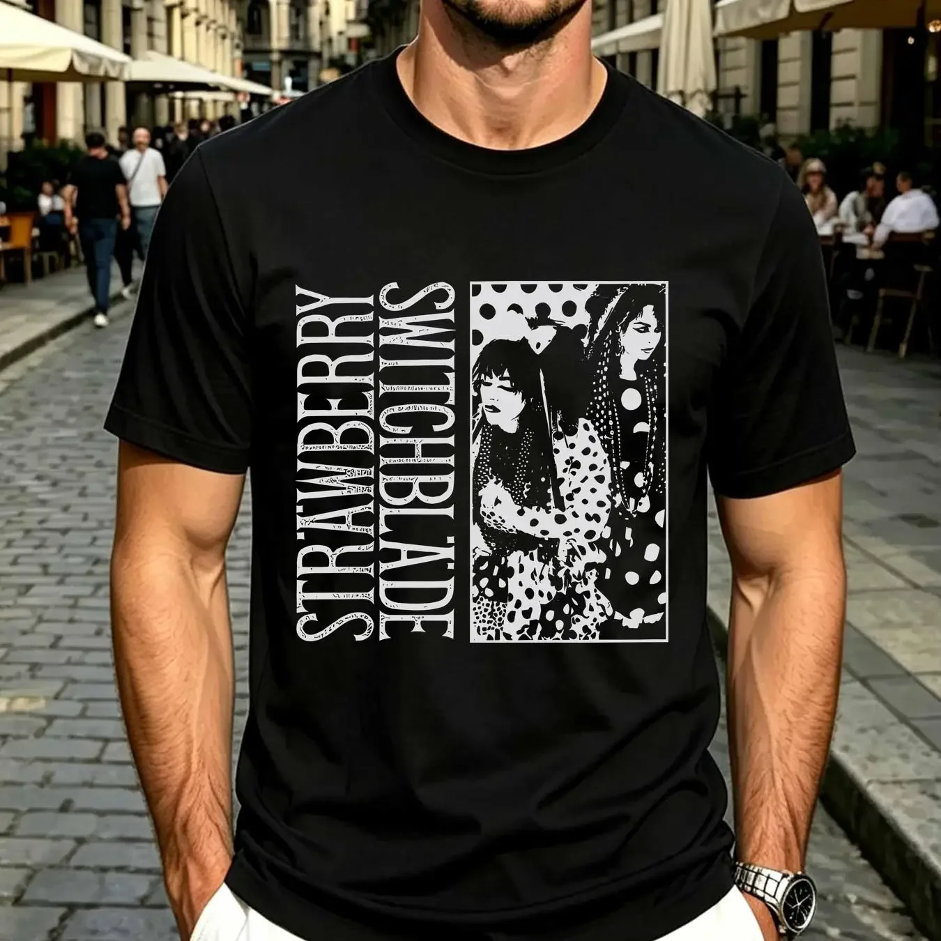 washed T Shirt Vintage Strawberry Switchblade band Men Black S to 5XL 1PT534 vintage Washed Unisex Top For Everyday Wear