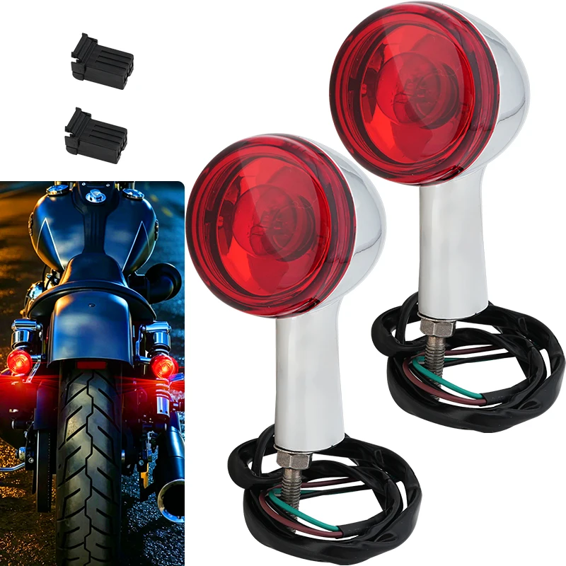 Motorcycle Rear Turn Signals For Harley Sportster XL883 XL1200 72 48 1992-up Indicators LED Lights Chrome