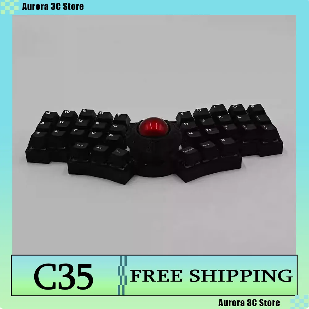 

C35 Ball Keyboard Trackball Wired Keyboard Kit with Oled Rp2040 Rgb Matrix Lighting 10 Layers Supports Vial Mechanical Keyboads