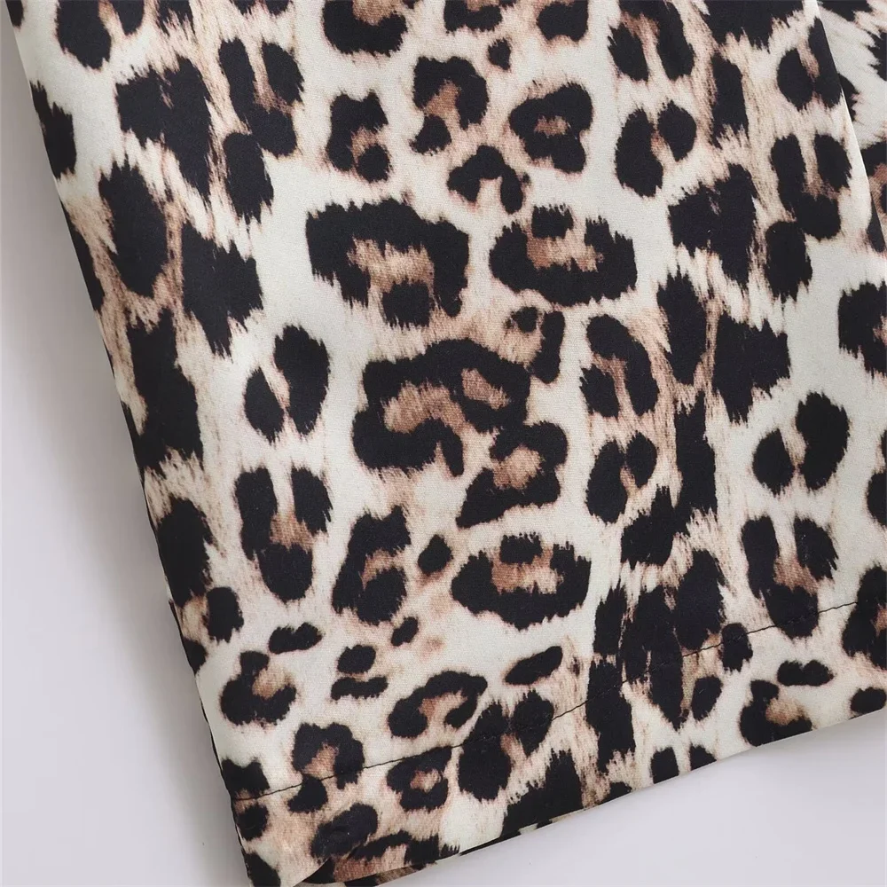 PB&ZA 2024 summer new women's fashion temperament leopard print round neck slim sleeveless slim dress