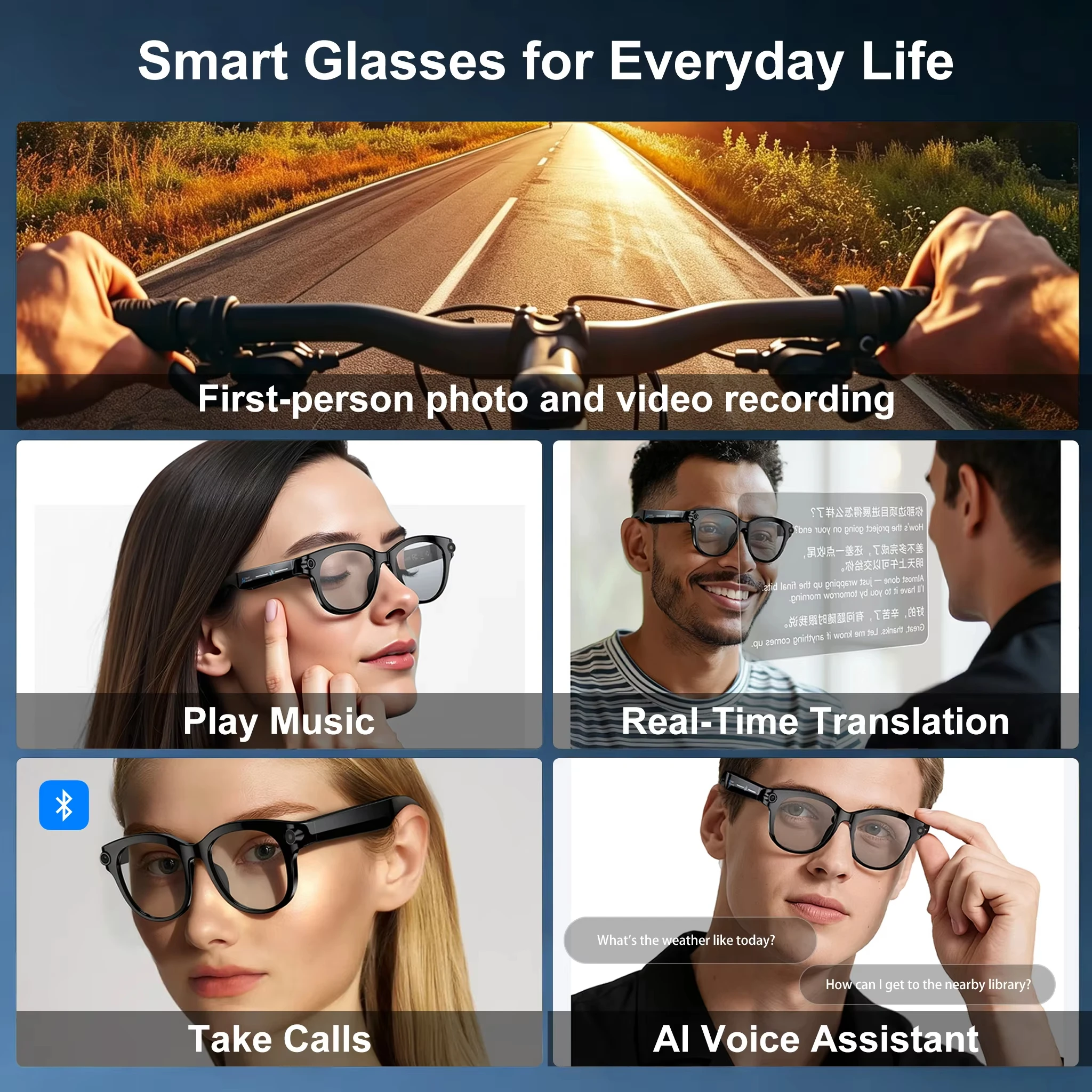 Lenovo 8K HD AI Smart Glasses Real-time Translation 1600wDual Camera Bluetooth Call Shoot Audio Video Music Play Sunglasses 2026 image 3