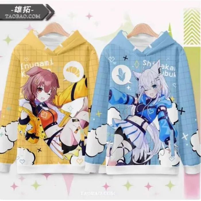 

Anime Hololive Shirakami Fubuki Hooded Hoodie Cosplay Autumn Winter Men Women Coat Loose Jacket Tops Anime