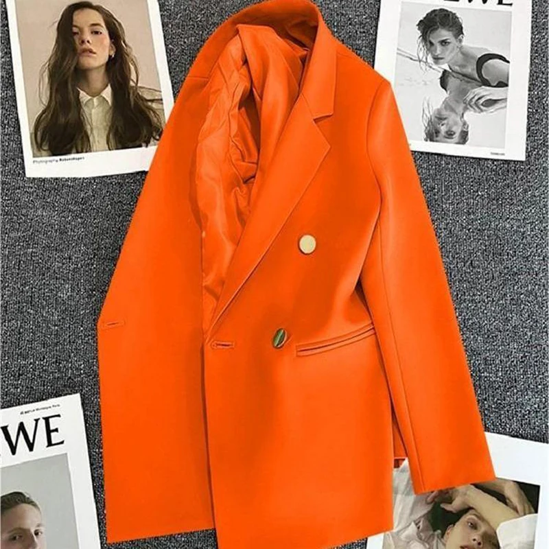Moda solapa botón bolsillos todo-fósforo Blazers ropa de mujer 2025 primavera nuevo suelto Color sólido elegante Tops Oficina señora Blazer