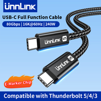Unnlink USB 5 Cable, Compatible Thunderbolt 5/4, USB4 V2, Two-way 80Gbps, 240W, 16K/8K, for iPhone 17/16 Macbook PSSD