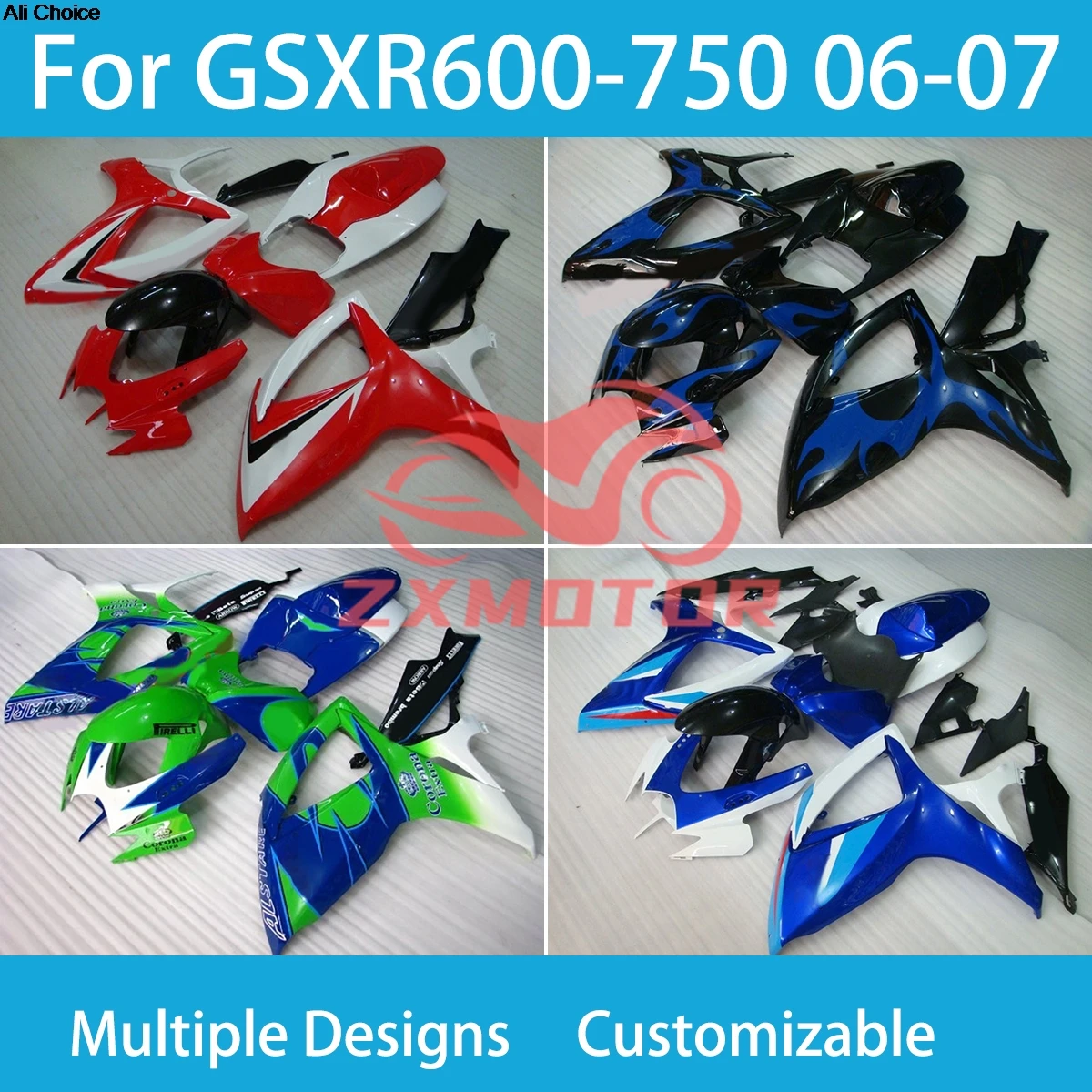 

Подходит для GSXR 600 750 2006 2007, комплект обтекателей из АБС-пластика для SUZUKI K6 GSXR600 GSXR750 06 07, комплект деталей кузова мотоцикла, обтекатели