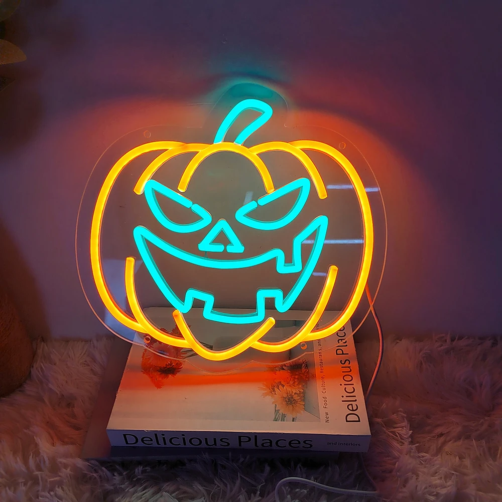 

Halloween Pumpkin Neon Sign Decoration Led Lighted Signage for Outdoor Garden Indoor Neon Wall Décor Party Business Gifting