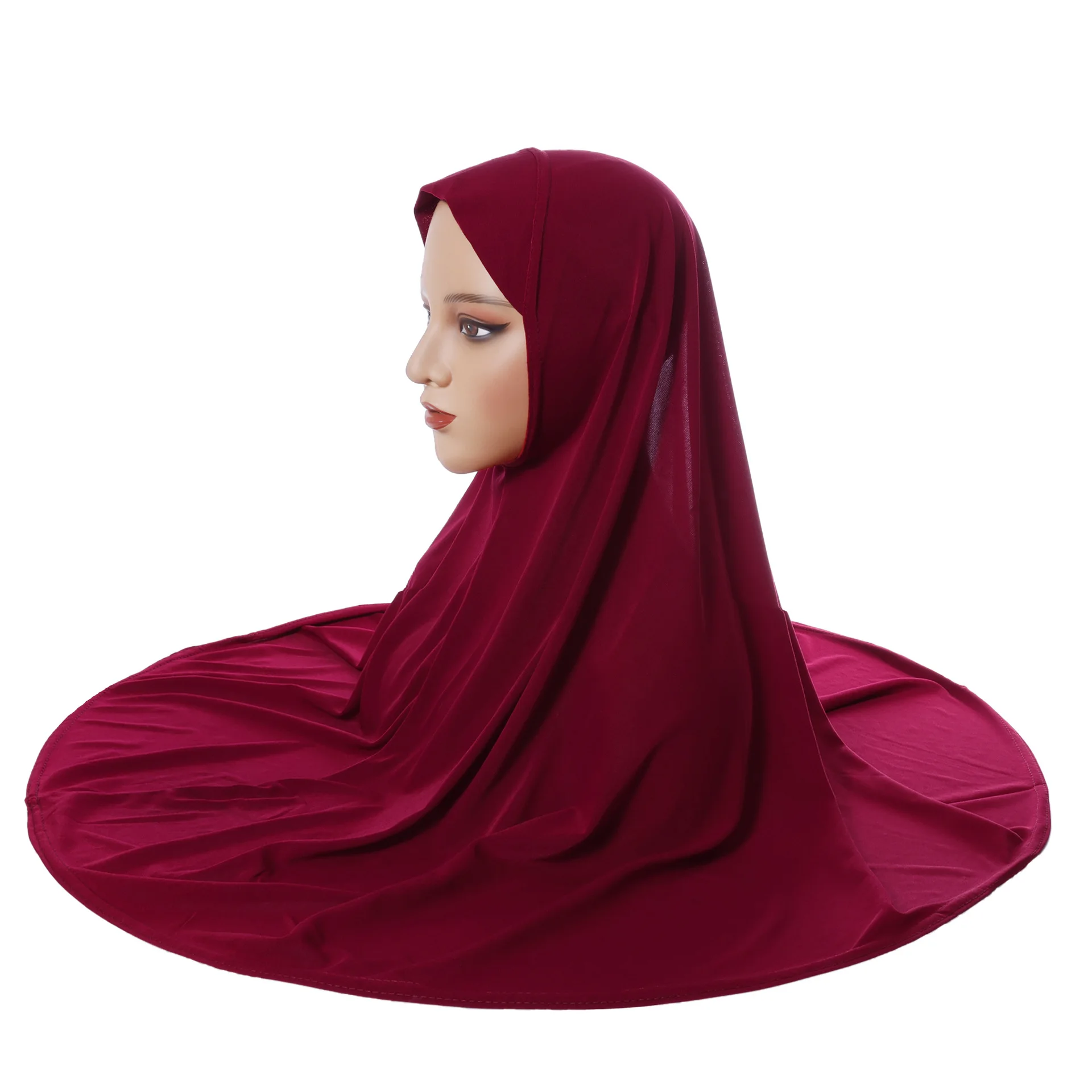 Wear Directly Instant Hijab Muslim Prayer Scarf Turban Women Islamic One Piece Amira Hijab Solid Color Headscarf Wrap Turbante
