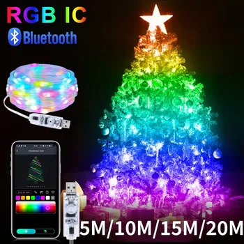 5M/10M/15M/20M RGBIC USB Sting Light Bluetooth APP DIY LED Fairy Lights Garland Decoration