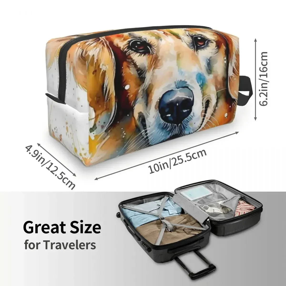 Bolsa de maquillaje Golden Retriever acuarela #15 para mujer, organizador de cosméticos de viaje, bolsas de aseo de almacenamiento